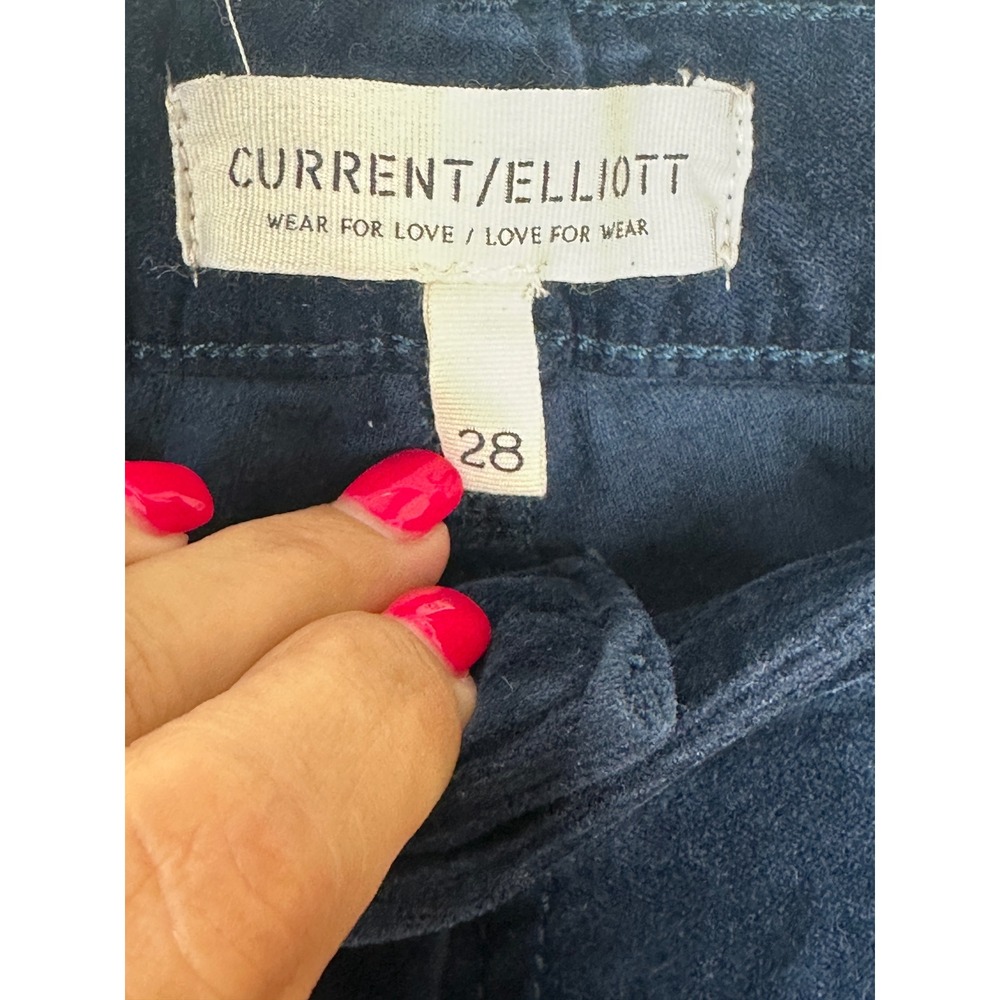 Current Elliott Skinny Ankle Pants 28 Sapphire Blue Velvet Corduroy Stiletto Mid - Picture 6 of 9
